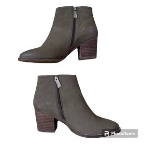 Blondo Nelli Waterproof Ankle Bootie Nutbuck Leather Olive Green Size 9.5